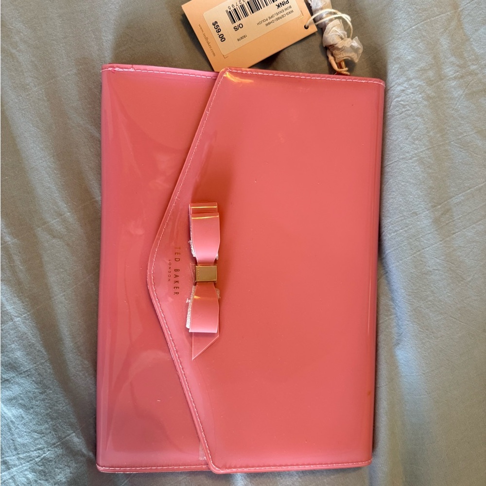 Ted Baker Glossy Pink Bow Clutch